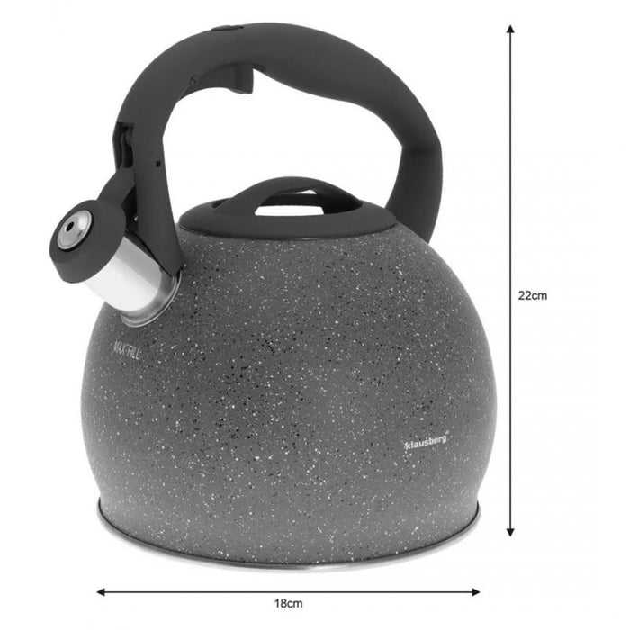 Klausberg KB-7267 Bollitore con fischietto e rivestimento in marmo da 3 litri