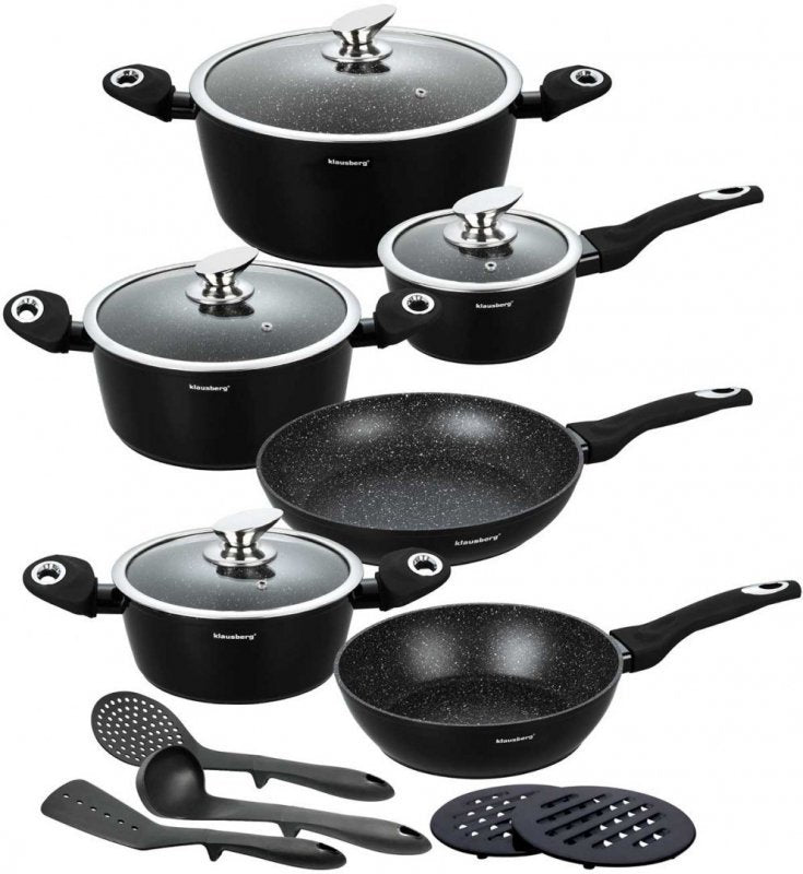 Klausberg KB-7322 Set di pentole antiaderenti in granito da 15 pezzi
