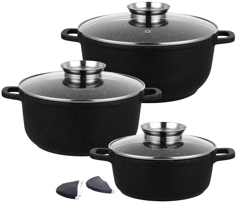 Klausberg KB-7359 Set di pentole rivestite in granito da 8 pezzi