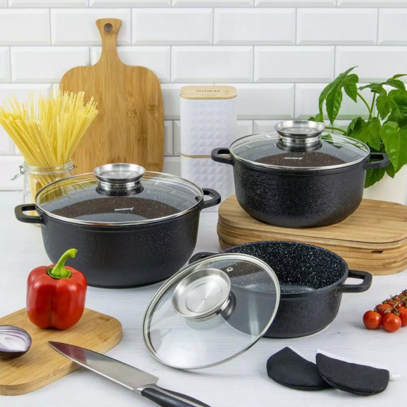 Klausberg KB-7359 Set di pentole rivestite in granito da 8 pezzi