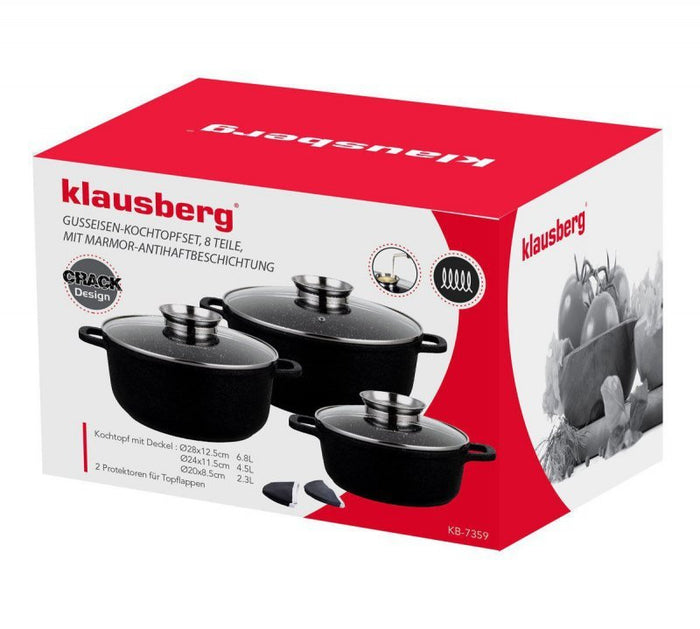 Klausberg KB-7359 Set di pentole rivestite in granito da 8 pezzi