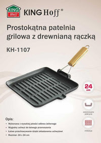 Kinghoff KH-1107 Padella per griglia in ghisa - Pentole resistenti da 24 cm