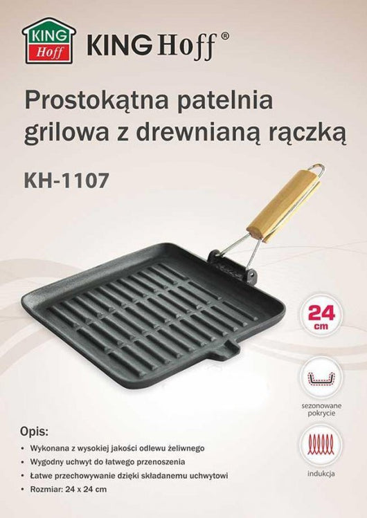 Kinghoff KH-1107 Padella per griglia in ghisa - Pentole resistenti da 24 cm