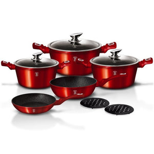 Berlinger haus BH-1222 Set di pentole in granito Red Metallic Line