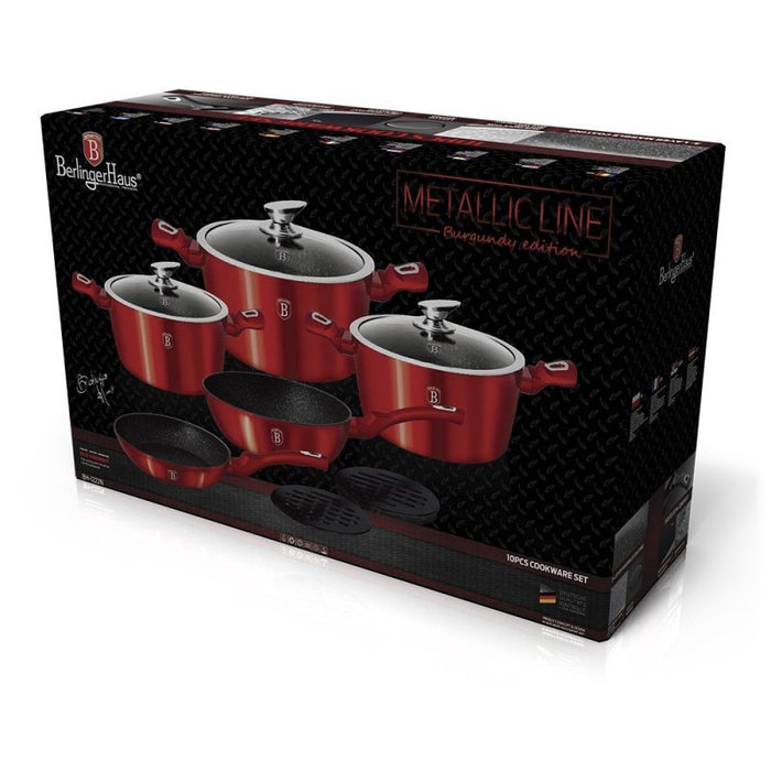Berlinger haus BH-1222 Set di pentole in granito Red Metallic Line