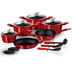 Berlinger haus BH-1226 Set di pentole in granito Red Metallic Line