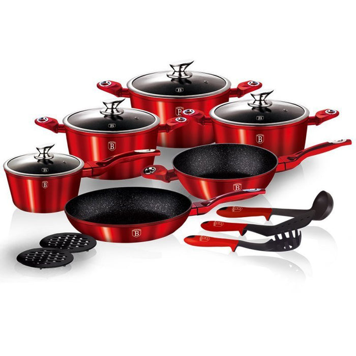 Berlinger haus BH-1226 Set di pentole in granito Red Metallic Line