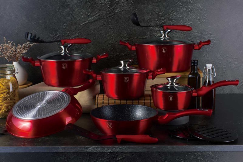 Berlinger haus BH-1226 Set di pentole in granito Red Metallic Line