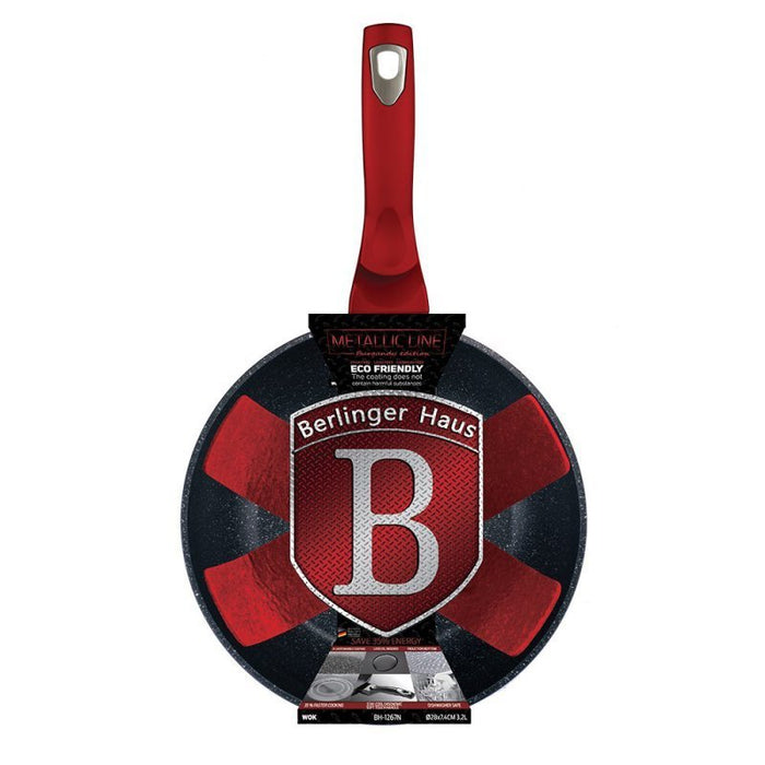 Berlinger haus BH-1267 Padella Wok in Granito Ø28cm Borgogna