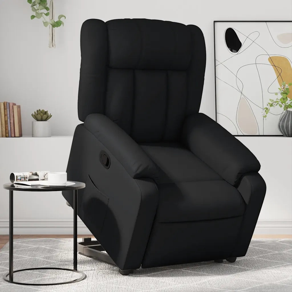 Poltrona Alzapersona Reclinabile Nera in Similpelle 3205264