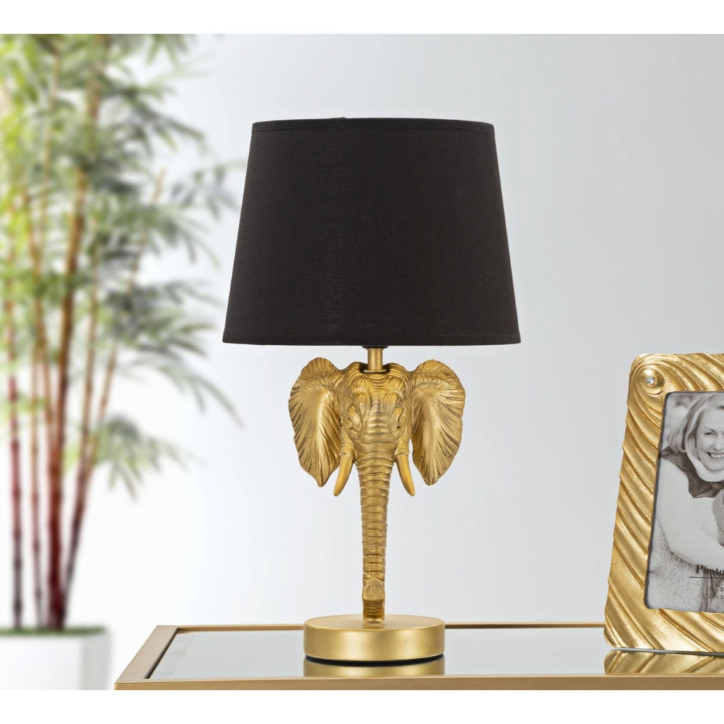 Lampada da Tavolo Elefante 1, Nero, Poliresina, 25x25x43 cm