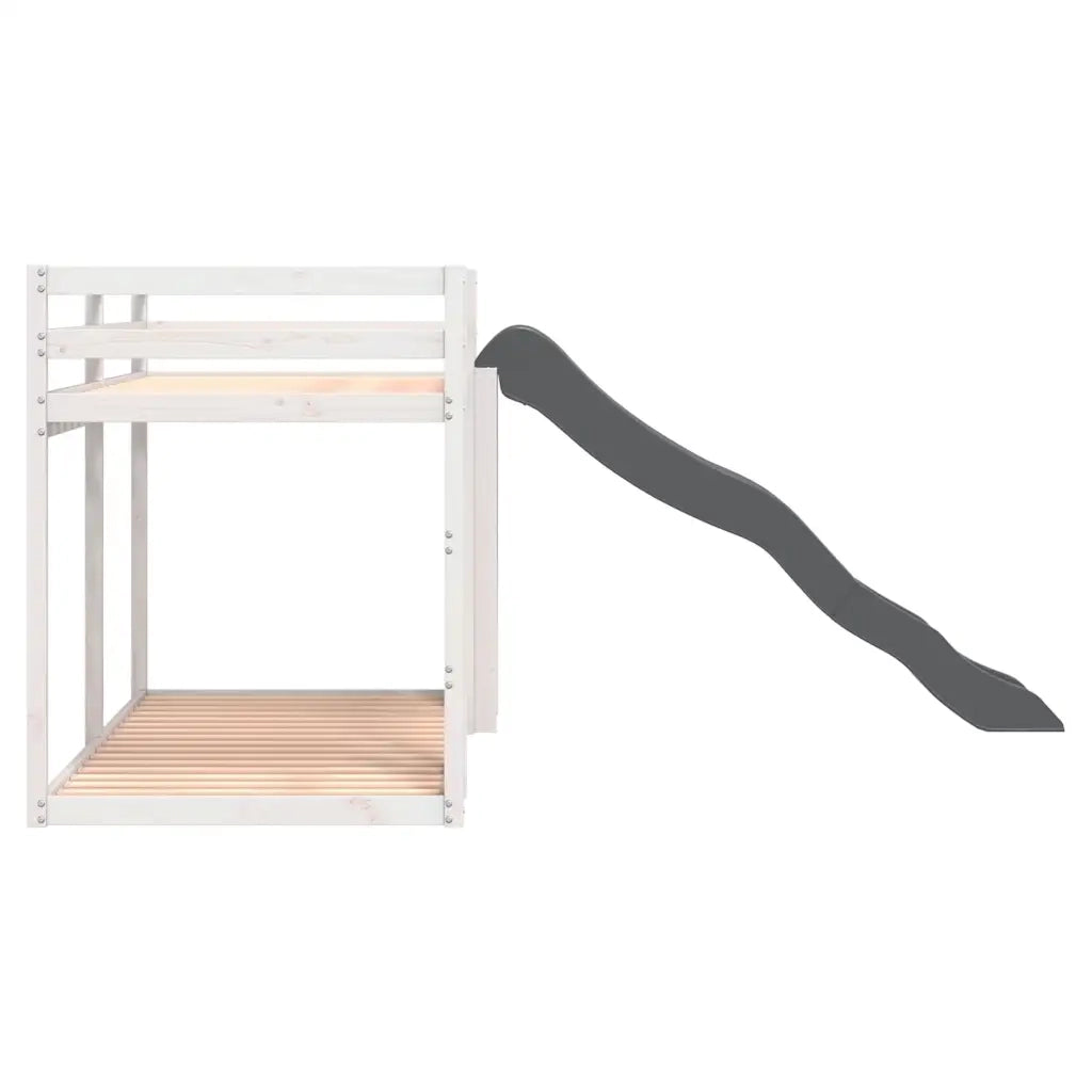 Letto a Castello Scivolo e Scala Bianco 90x190 cm Legno di Pino 3284246