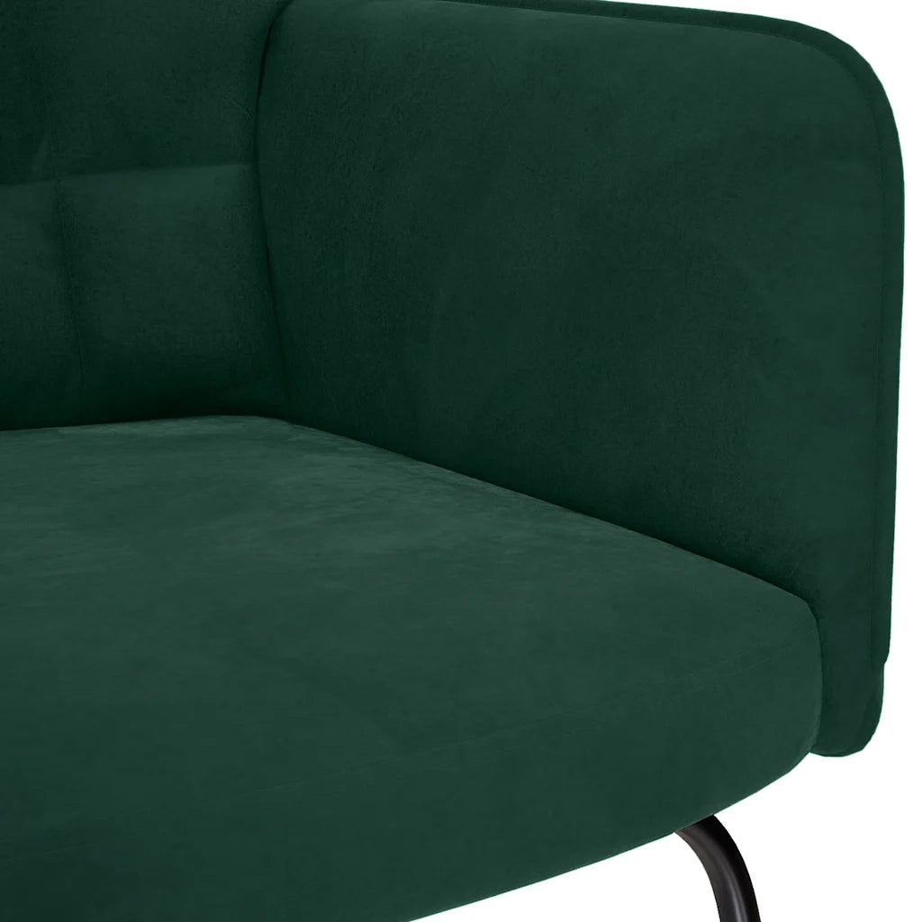 Sedia a dondolo con sgabello in velluto verde scuro CFW9046784