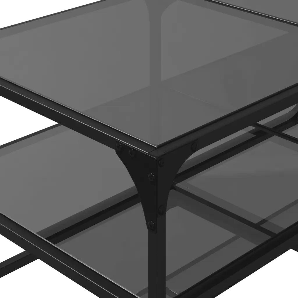 Tavolino da salotto | Tavolino da caff¨¨ | Tavolino da Soggiorno con Piano in Vetro Nero 98,5x50x45 cm Acciaio
