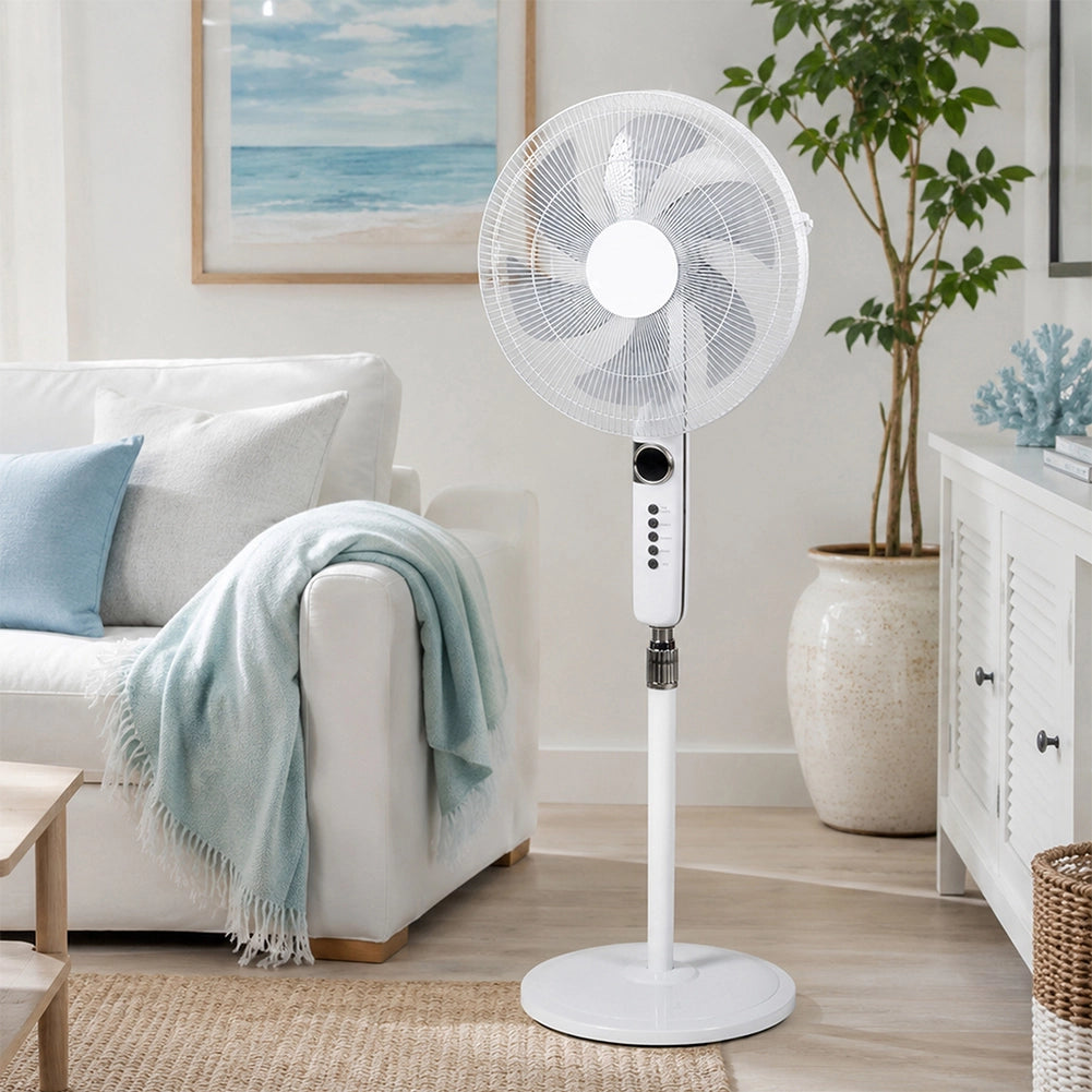 Ventilatore a Piantana con Telecomando e 6 Pale Altezza 144 cm 65W Diametro 45cm