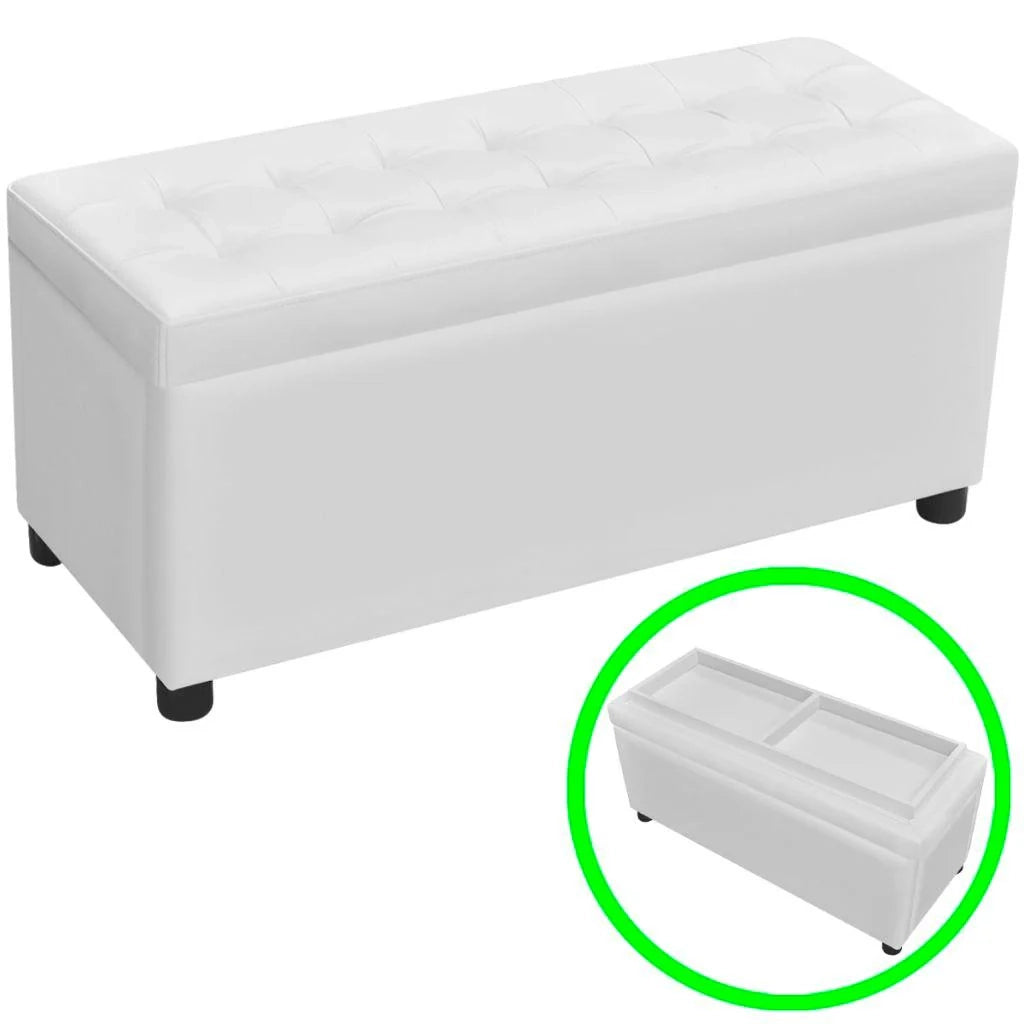 Pouf/panca/sgabello/mobile contenitore in similpelle bianca 3002220