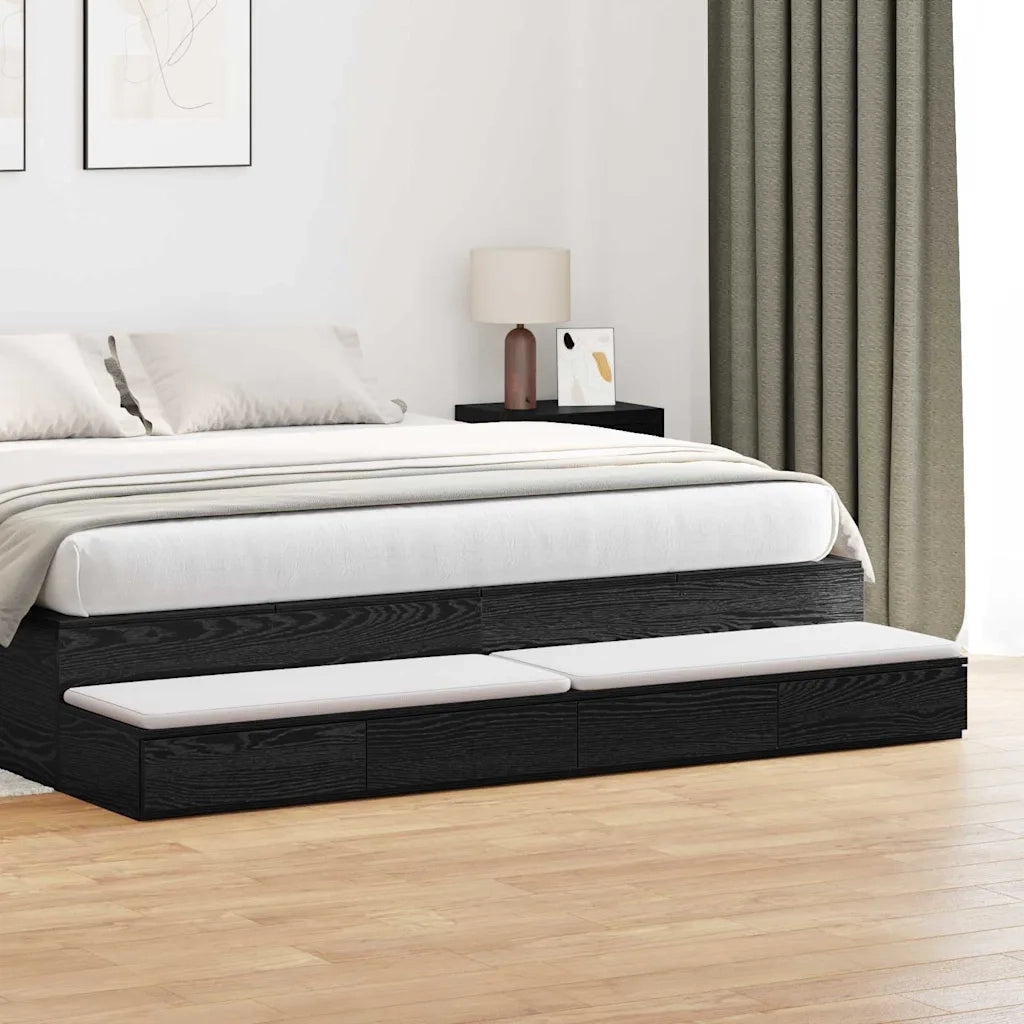 Cassetti per letto Rovere Nero 200 x 36,5 x 16,5 cm