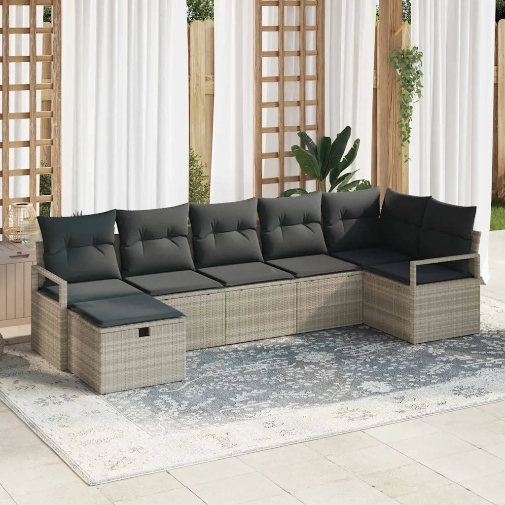 Set di divani con cuscino 7 pcs Grigio chiaro polyrattan 3359201