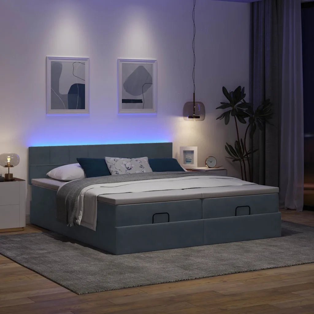 Struttura Letto Pouf con Materassi 180x200 cm Velluto 3314604