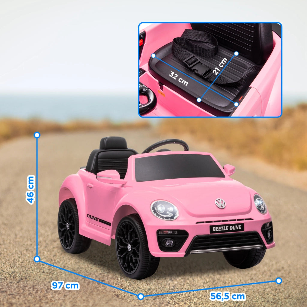 Auto Elettrica per Bambini Volkswagen Beetle 12V ¨C ZephMum ¨C Rosa con Telecomando e Luci