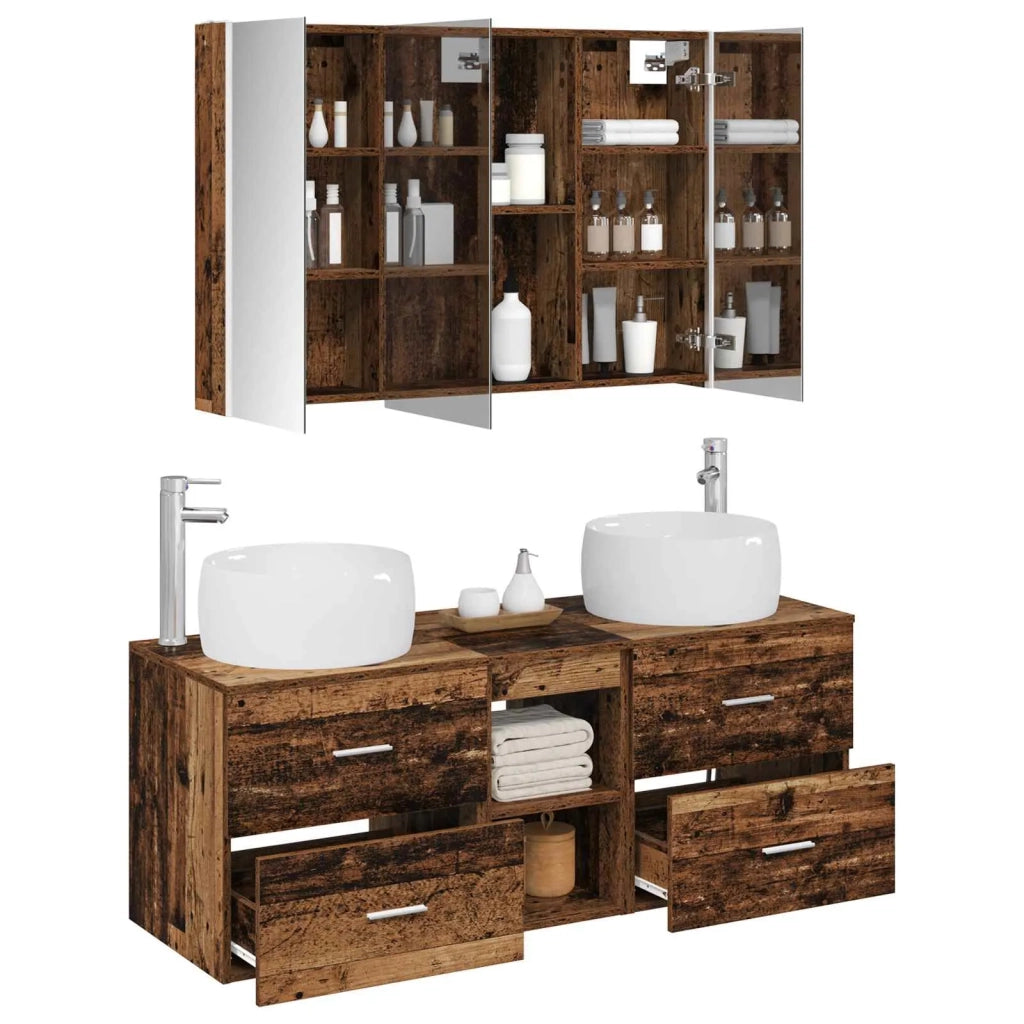 Set di mobili per il bagno 4 pcs Legno antico 3407029