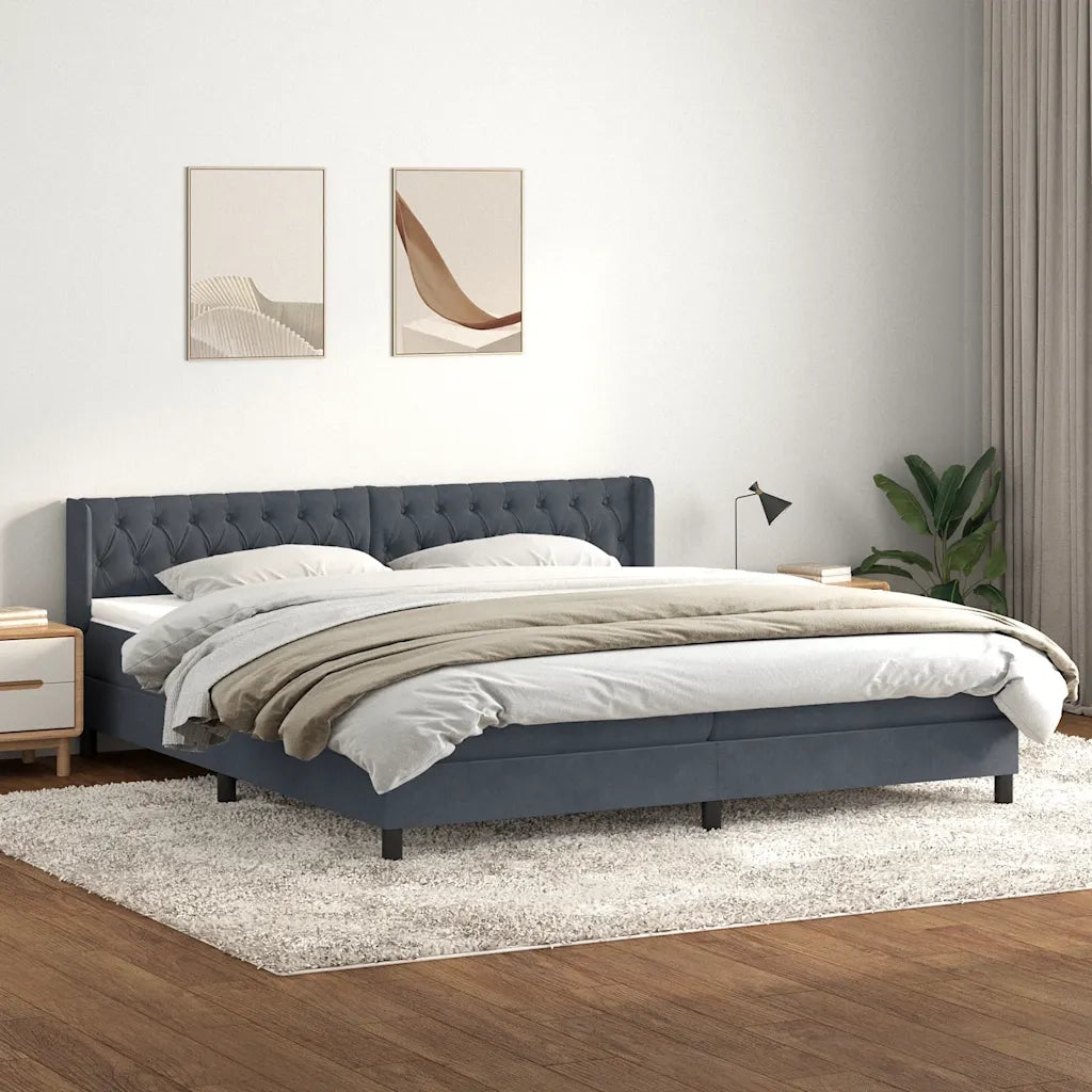 Giroletto a Molle con Materasso Grigio Scuro 180x220 cm Velluto 3318418