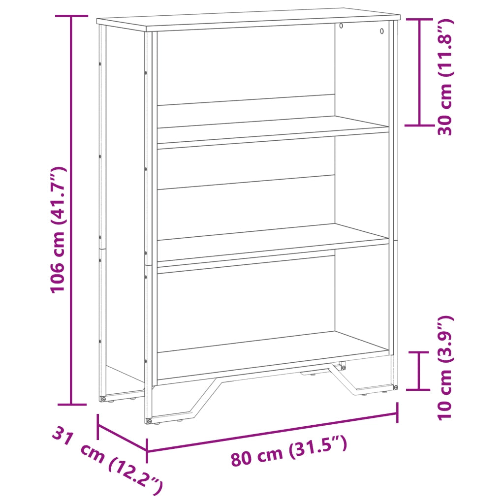 Libreria Grigio Sonoma 80x31x106 cm in Legno Multistrato 848627