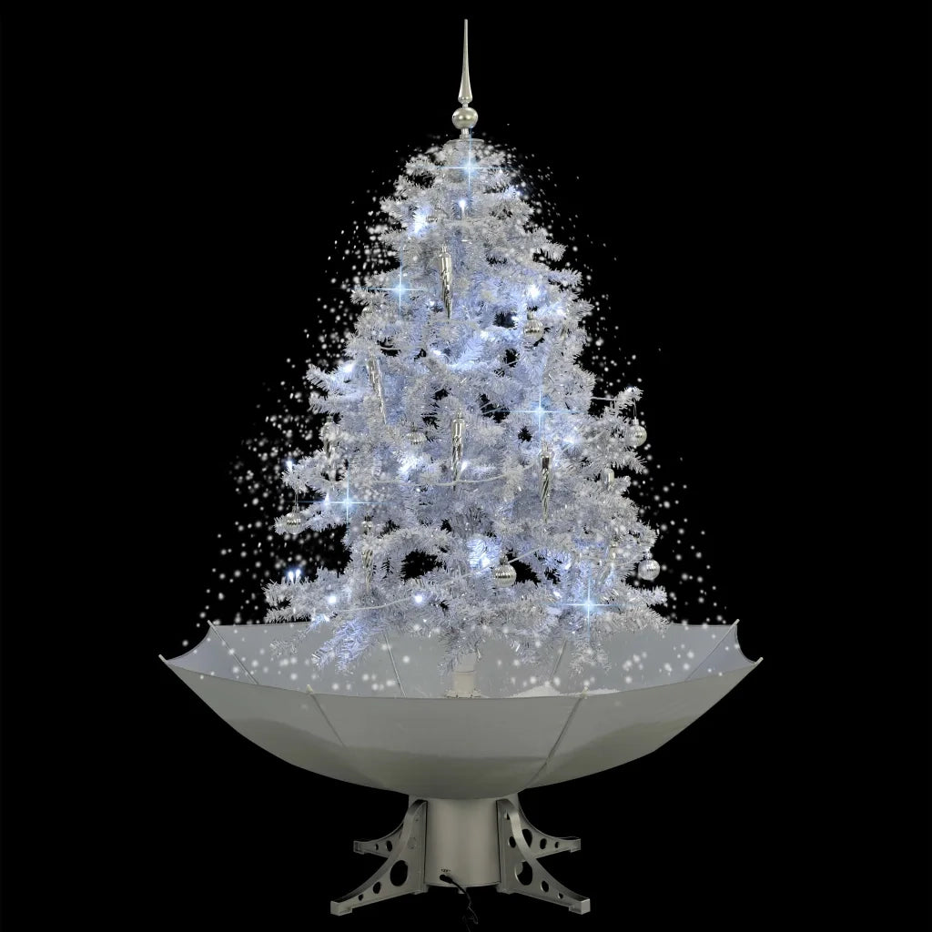 Albero di Natale | Decorazioni natalizie con Neve e Base a Ombrellone Bianco 140 cm