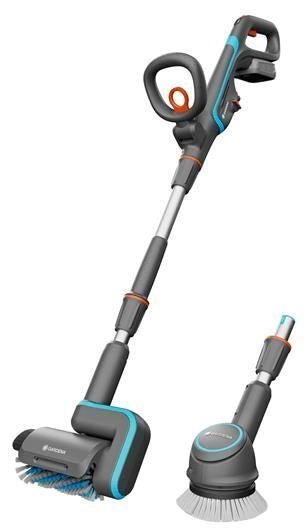 Gardena 14842-20 AquaBrush Universal Dispositivo di Pulizia Elettrico per Patio Alimentazione Batteria 18 V Capacita' 2,5 Ah Colore Verde Grigio Arancione