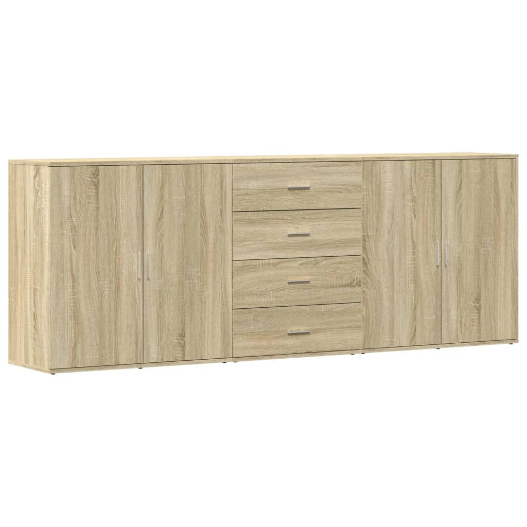 Buffet credenza cassettiera armadio mobile contenitore organizer per cucina soggiorno salotti 3 pezzi legno ingegnerizzato Sonoma marrone 02_0037115