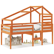 Letto singolo | Letto per adulti | Letto a Soppalco con Tetto Cera 80x200 cm in Legno di Pino