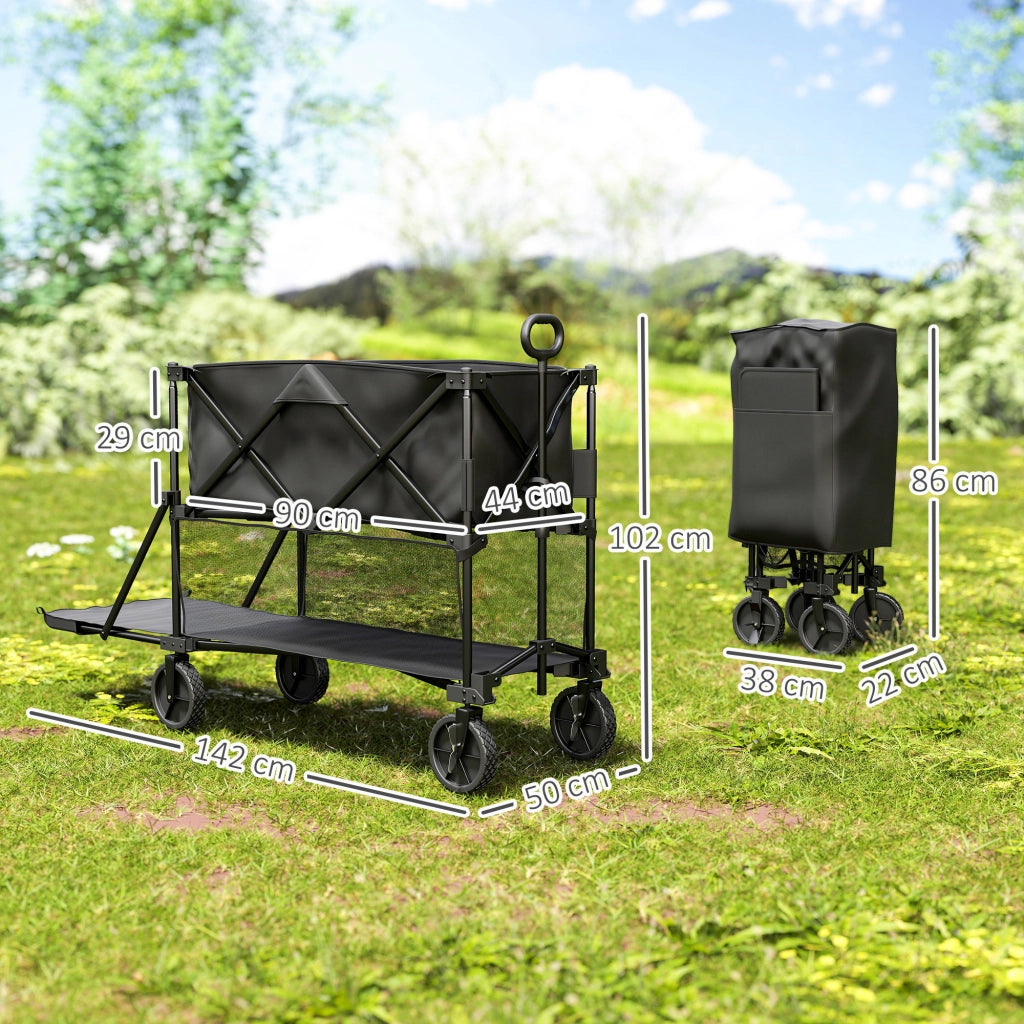 Carrello da giardino pieghevole 350L ¨C zephmum ¨C nero
