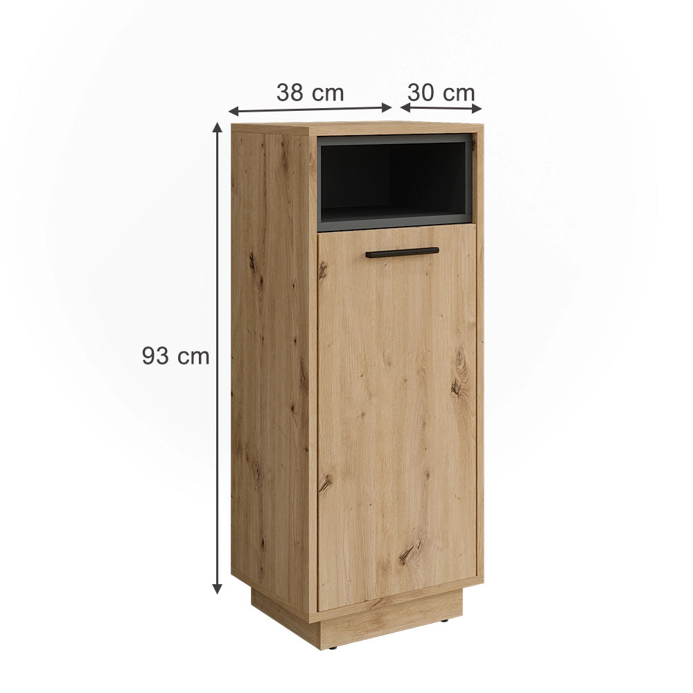 Vicco Mobiletto da bagno Rovere artigianale/antracite 38 x 93 cm con tasca interna rimovibile