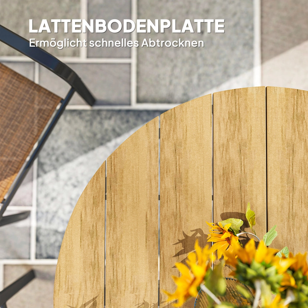 Tavolino da giardino ¨C Zephmum ¨C ?118cm, alluminio, design a doghe, teak