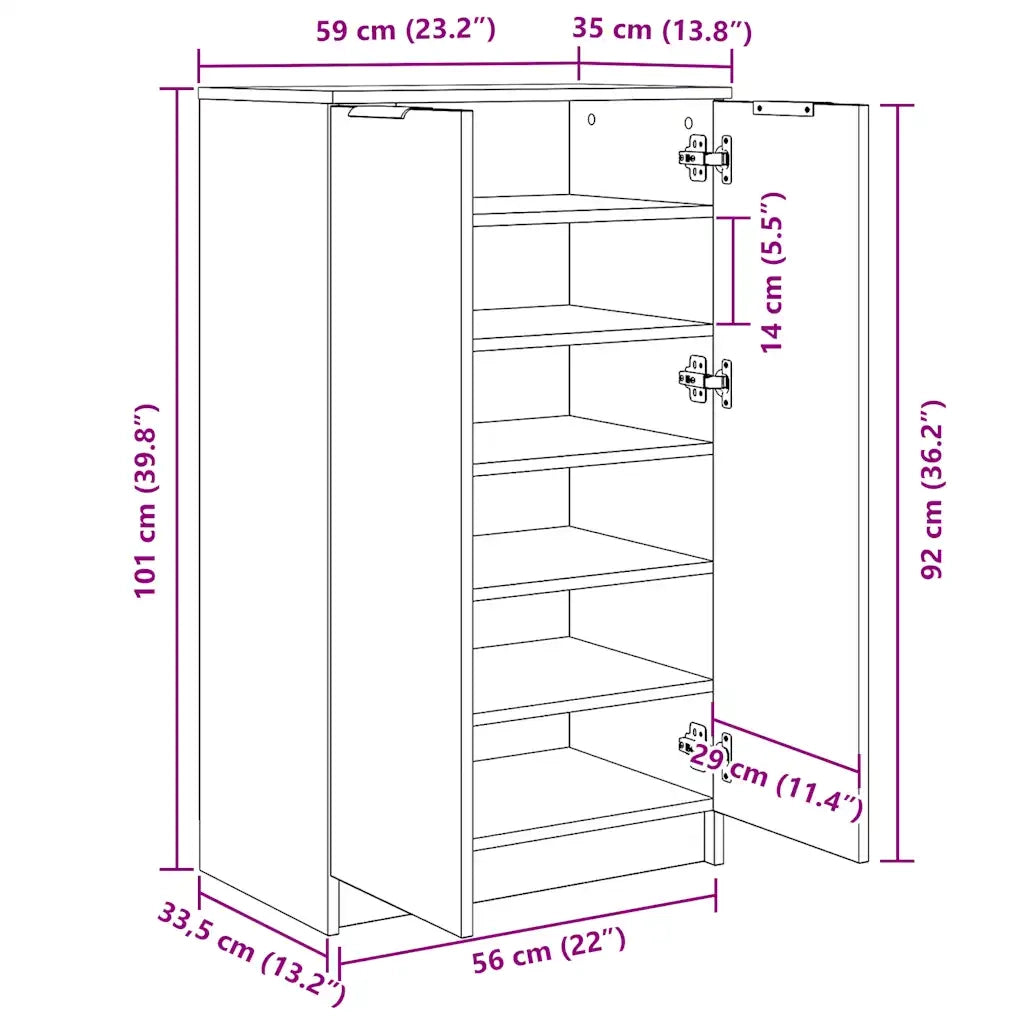 vidaXL Scarpiera Legno Antico 59x35x100,5 cm in Truciolato