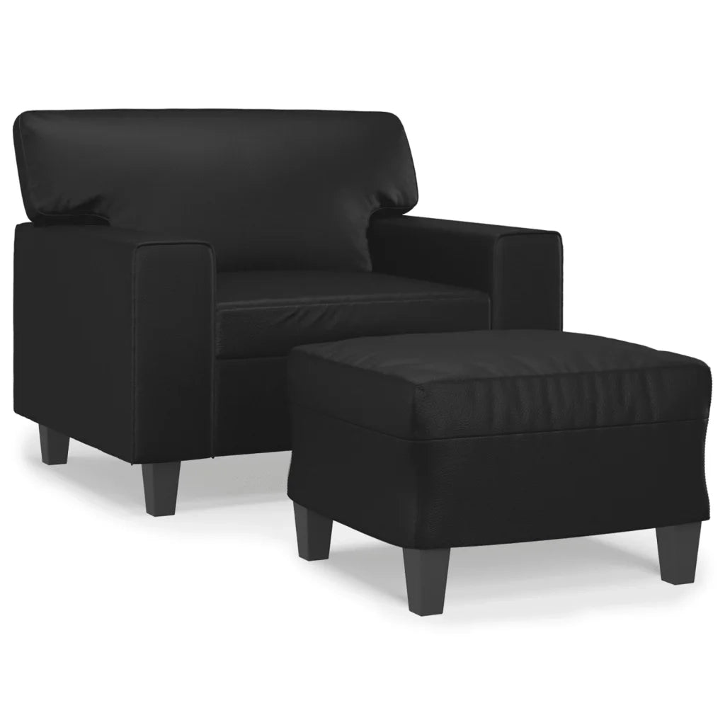 Poltrona | Sedia Relax con Poggiapiedi Nero 60 cm in Similpelle