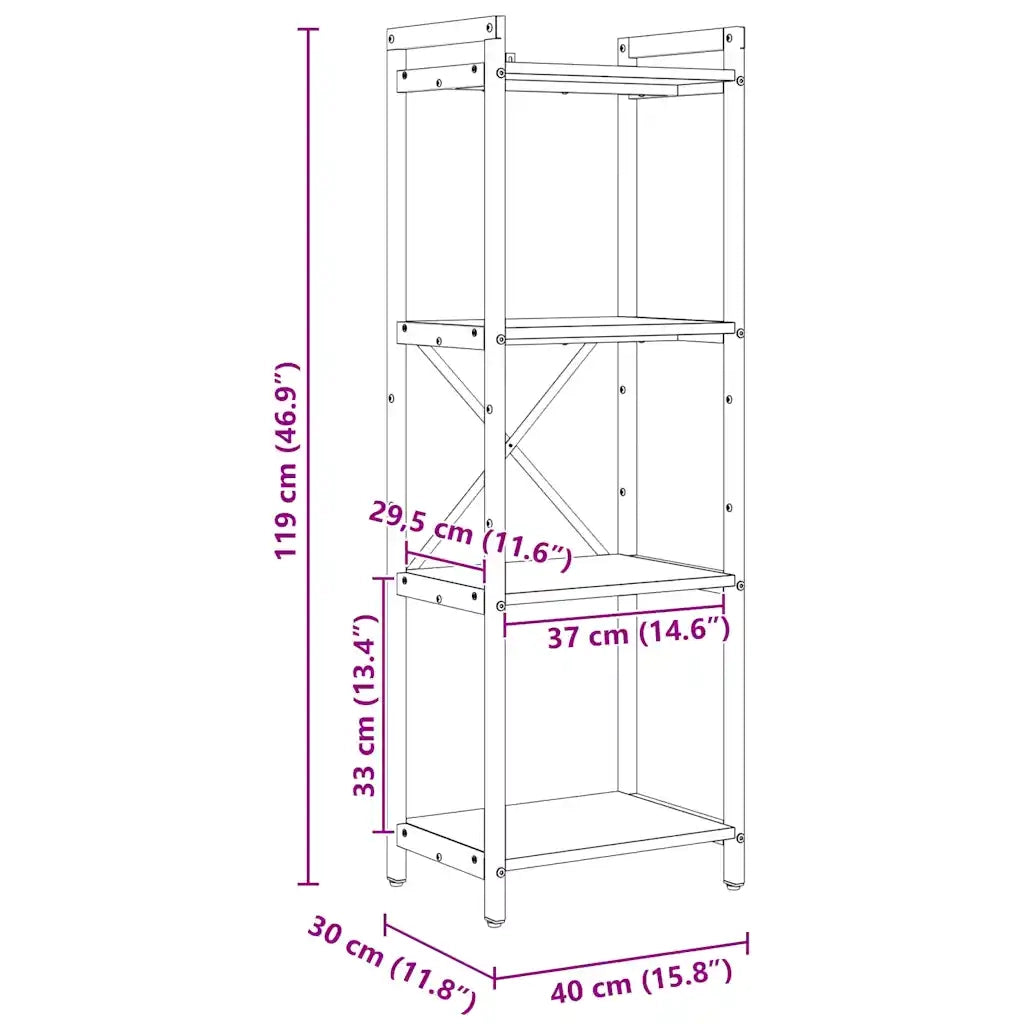 Libreria-Scaffale per Libri-Mobile di Stoccaggio Rovere fum¨¦ 40 x 30 x 85 cm Legno multistrato 396533