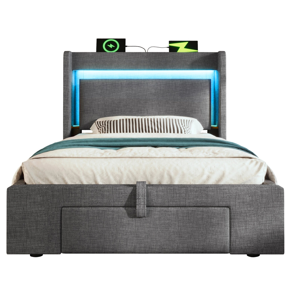 letto imbottito lino grigio 90x200 cm