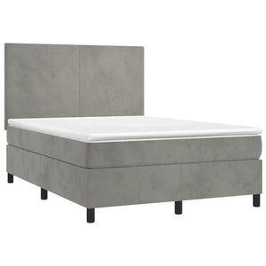 Letto a Molle Materasso e LED Grigio Chiaro 140x190 cm Velluto 3135999