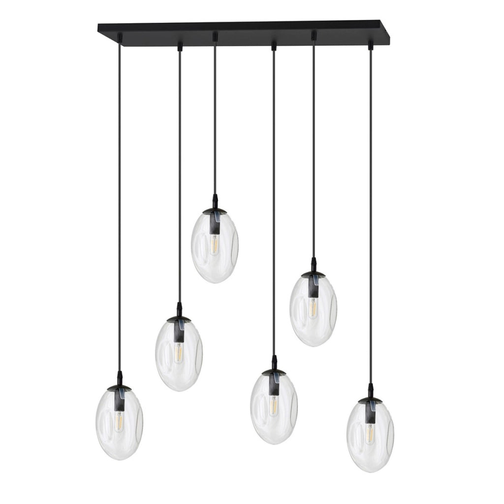 Lampada a sospensione Astral in acciaio nero e vetro
