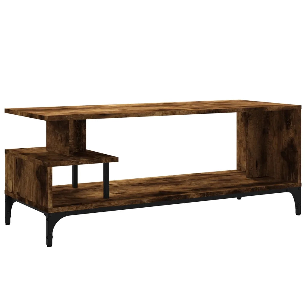 Mobile TV Rovere Fumo 102x40x41cm Legno e Acciaio a Polvere 842413