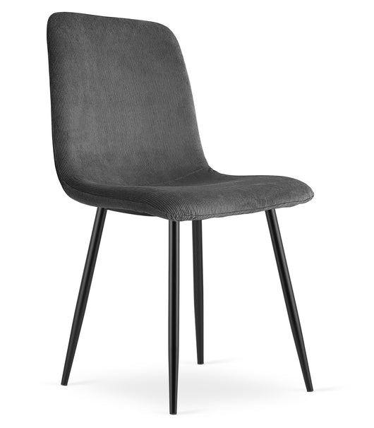 Sedia da soggiorno imbottita in velluto a coste VALORA RIFT - Grigio x 3