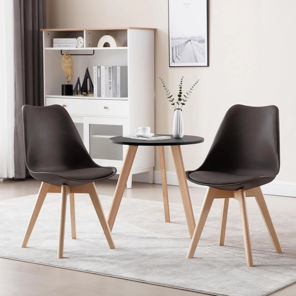 Sedie da Pranzo Set di 2, Sedie da Cucina con Imbottite Moderne, per Sala Pranzo, in Legno Massello e Pelle Sintetica, Capacità di Carico 150 kg, Moderne, BH29br-2