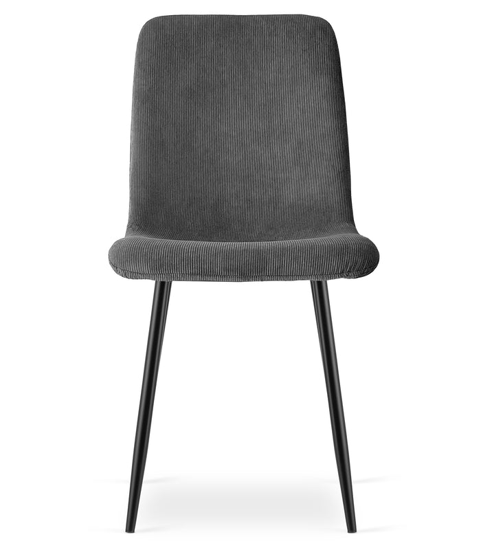 Sedia da soggiorno imbottita in velluto a coste VALORA RIFT - Grigio x 3