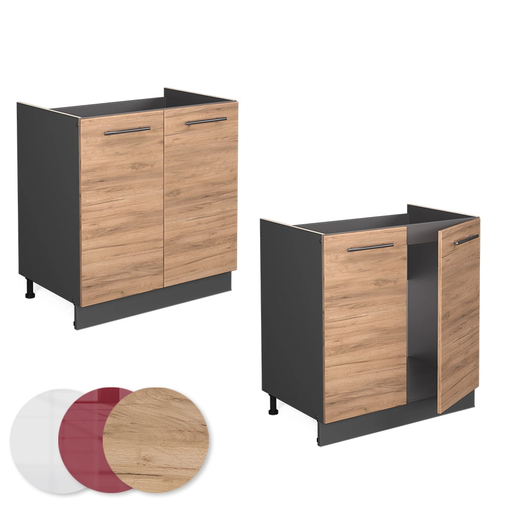 Mobile lavello cucina Fame-Line Rovere dorato/Antracite 80 cm senza piano di lavoro Vicco