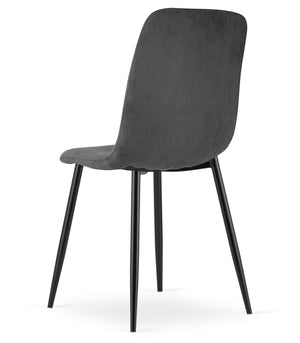 Sedia da soggiorno imbottita in velluto a coste VALORA RIFT - Grigio x 3