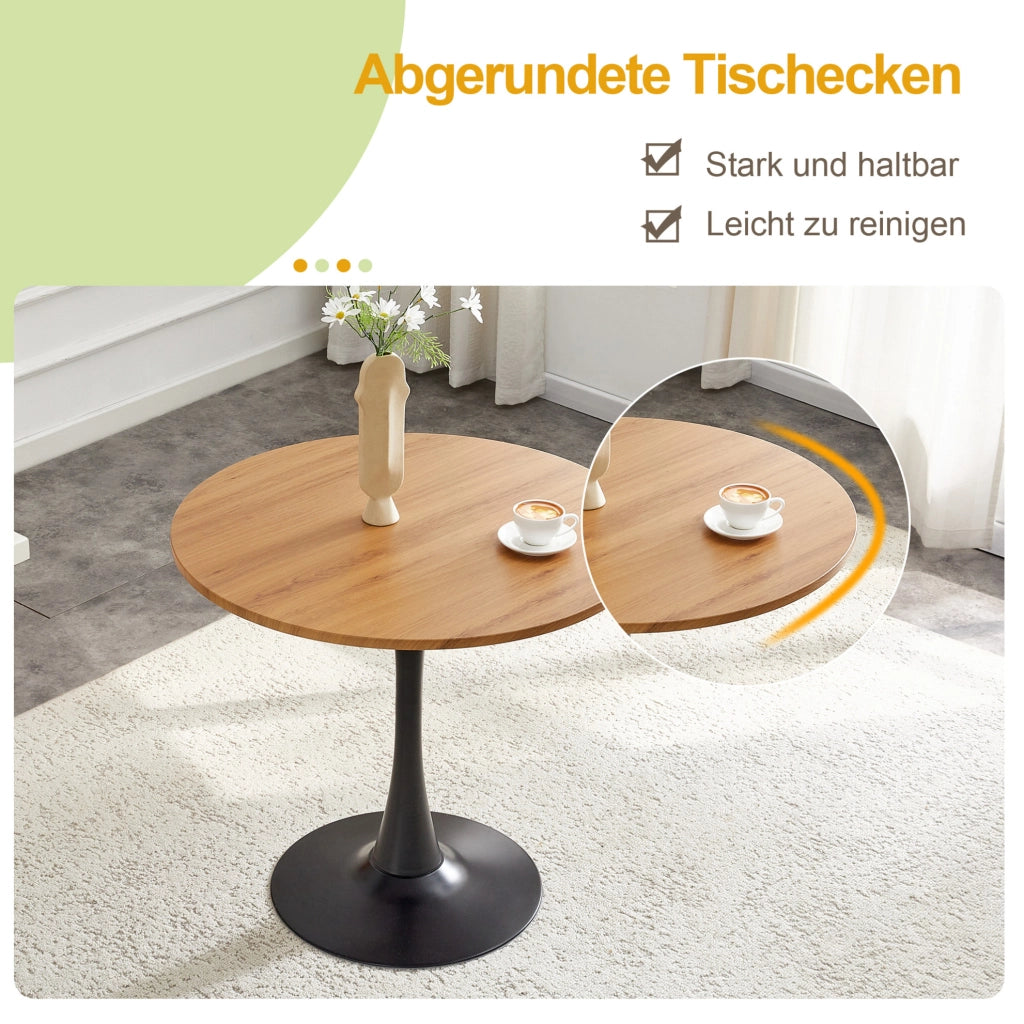 Tavolo rotondo a tulipano con base in metallo, diametro 80 cm