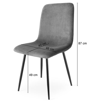 Sedia da soggiorno imbottita in velluto a coste VALORA RIFT - Grigio x 3