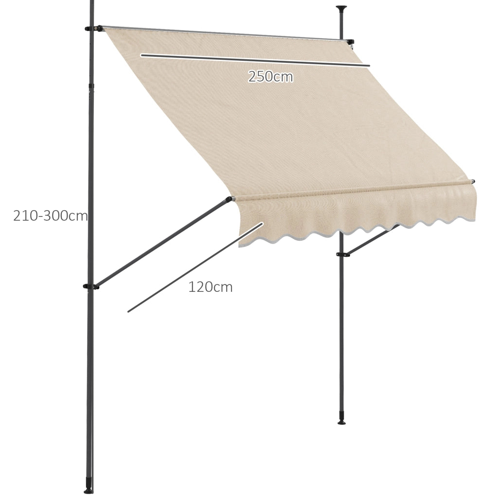 Tenda da sole retrattile manuale 2.5x1.2m ¨C zephmum ¨C metallo sabbia