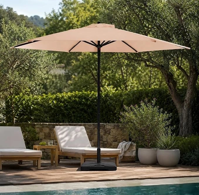 Ombrellone da Giardino Ø230 cm Colore Camel con Struttura in Acciaio e Telo Impermeabile in Poliestere